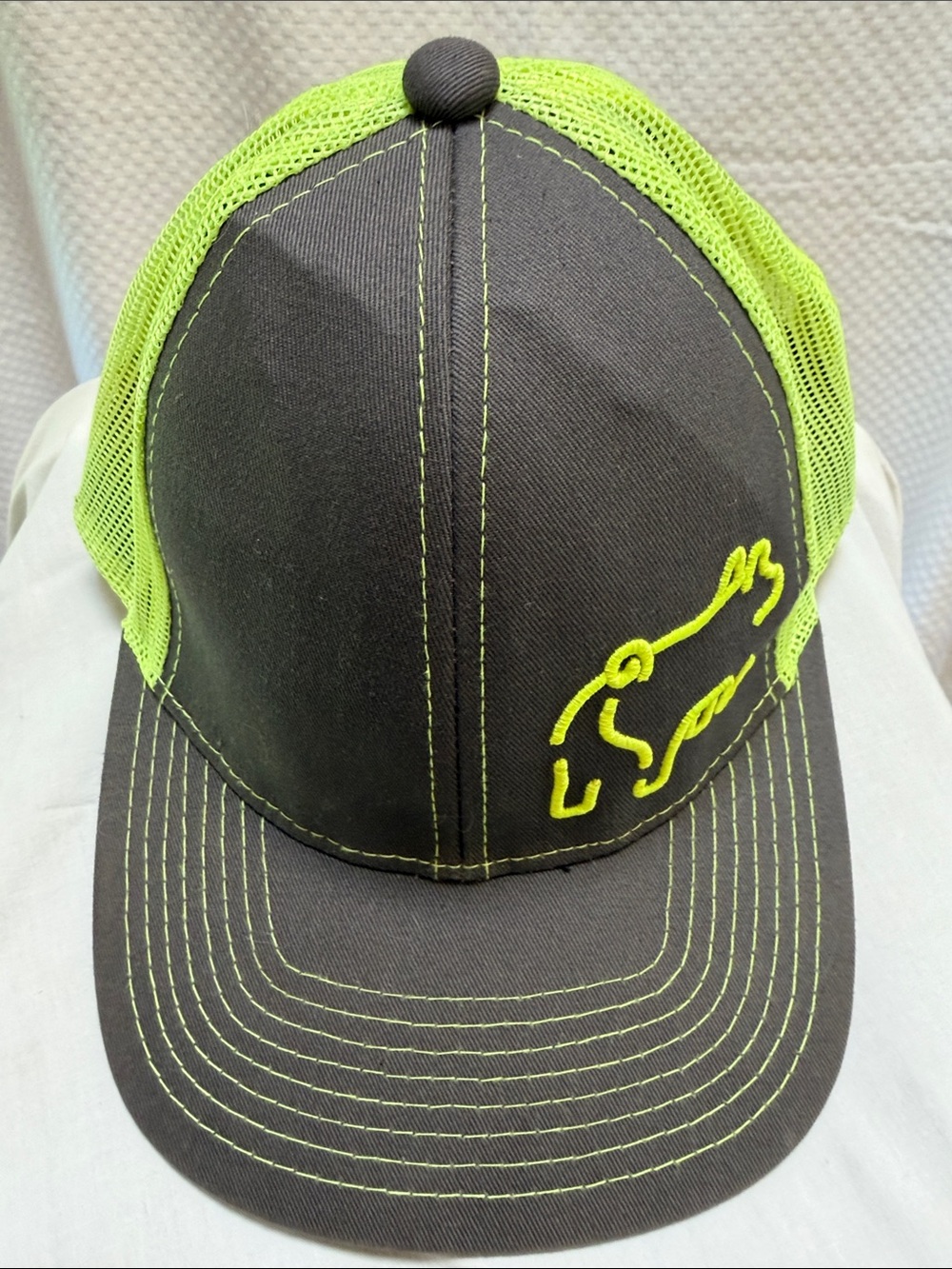 “Just Pigs No Bull”Neon Yellow and Charcoal Trucker Cap